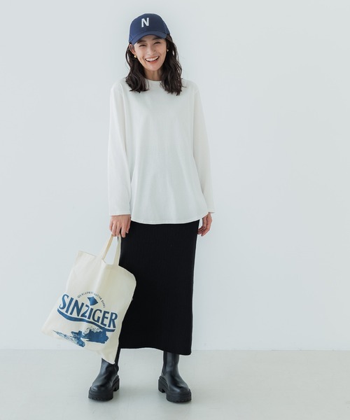 coca(coca)(コカ)の「テールカットコットンカットソー(Tシャツ/カットソー・レディース・ホワイト/その他1/ブラック・L/M)」の5枚目の写真