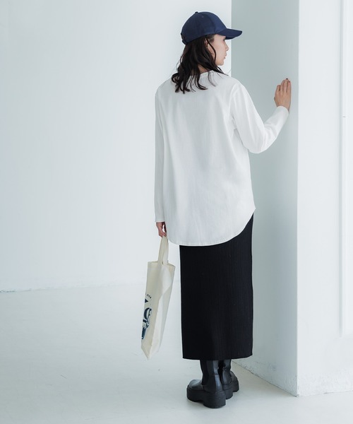 coca(coca)(コカ)の「テールカットコットンカットソー(Tシャツ/カットソー・レディース・ホワイト/その他1/ブラック・L/M)」の6枚目の写真
