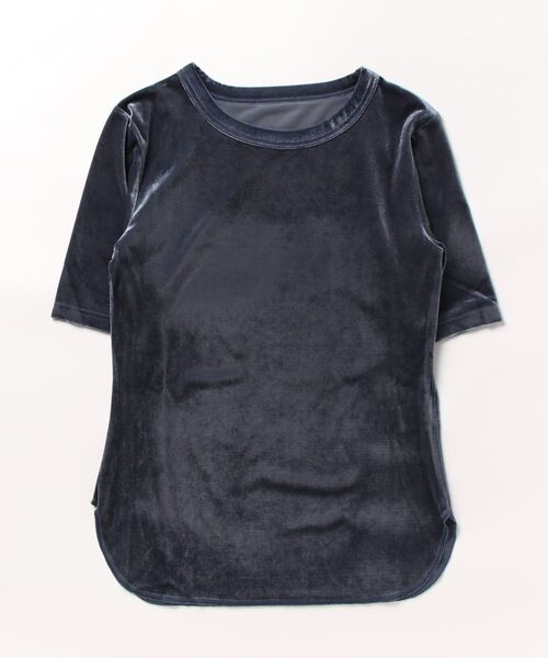 STYLEBLOCK（スタイルブロック）の「ベロアハーフスリーブトップス（Tシャツ/カットソー・レディース・ピンク/ブラック/グリーン/ブルー・M）」の4枚目の写真