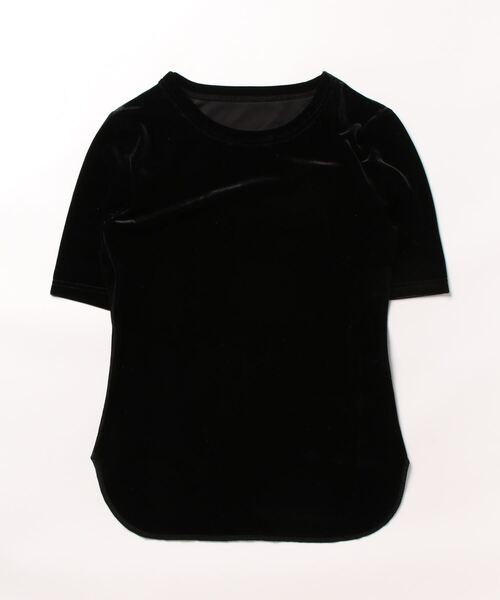 STYLEBLOCK（スタイルブロック）の「ベロアハーフスリーブトップス（Tシャツ/カットソー・レディース・ピンク/ブラック/グリーン/ブルー・M）」の2枚目の写真