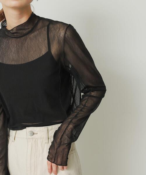 SENSE OF PLACE by URBAN RESEARCH(センスオブプレイスバイアーバンリサーチ)の「メローチュールハイネックトップ(Tシャツ/カットソー・レディース・ブラック/その他1/その他2/グリーン系その他/ベージュ系その他/アイボリー・ONE)」の3枚目の写真