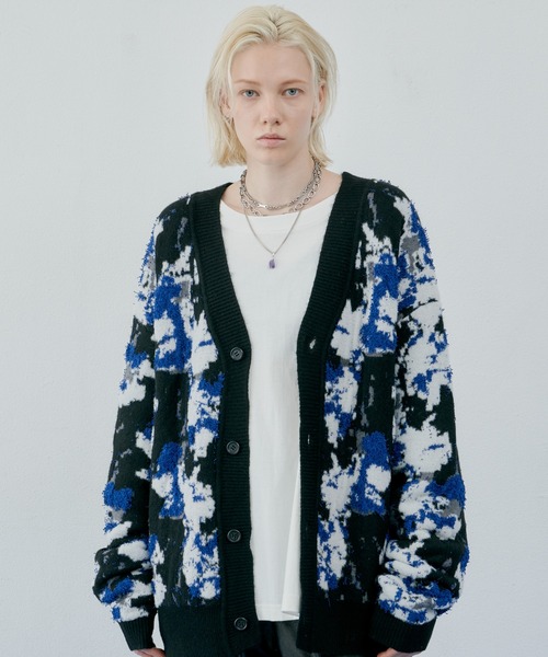 AIVER（アイバー）の「AIVER　ミックス柄カーディガン（カーディガン/ボレロ・メンズ・ネイビー/ブラック/グレー・LARGE/MEDIUM/SMALL）」の4枚目の写真