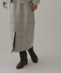 SALON adam et rope'（サロン アダム エ ロペ）の「フロントスリットツイードチェックタイトスカート【セットアップ対応】（スカート）」