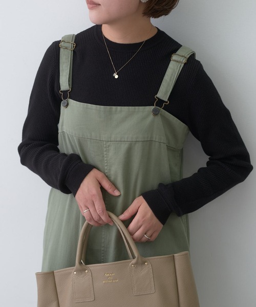 PUAL CE CIN(ピュアルセシン)の「ワッフルニットプルオーバー(Tシャツ/カットソー・レディース・グレイッシュベージュ/グレー/ブラック/オレンジ・FREE)」の2枚目の写真