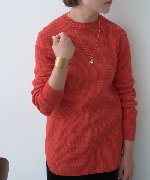 PUAL CE CIN(ピュアルセシン)の「ワッフルニットプルオーバー(Tシャツ/カットソー・レディース・グレイッシュベージュ/グレー/ブラック/オレンジ・FREE)」の11枚目の写真