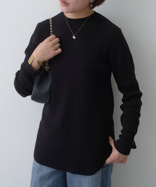 PUAL CE CIN(ピュアルセシン)の「ワッフルニットプルオーバー(Tシャツ/カットソー・レディース・グレイッシュベージュ/グレー/ブラック/オレンジ・FREE)」の14枚目の写真