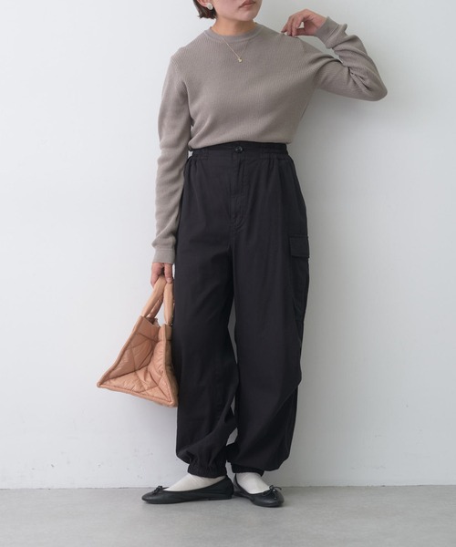 PUAL CE CIN(ピュアルセシン)の「ワッフルニットプルオーバー(Tシャツ/カットソー・レディース・グレイッシュベージュ/グレー/ブラック/オレンジ・FREE)」の7枚目の写真
