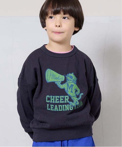 Life Support Products(ライフサポートプロダクツ)の「裏毛ワイドカレッジトレーナー(80~150cm)(スウェット・キッズ・エメラルド/オフホワイト/ブラック/杢グレー/ネイビー/ブルー・100/140/95/150/120/80/110/130/90)」の2枚目の写真