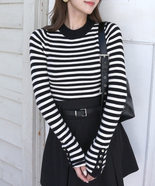 ROYAL PARTY（ロイヤルパーティー）の「ウォッシャブルプチハイネック長袖ニットトップス（ニット/セーター・レディース・ピンク/ボルドー/ブラック/マルチ/オフホワイト・FREE）」の5枚目の写真