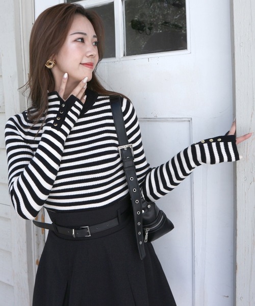 ROYAL PARTY（ロイヤルパーティー）の「ウォッシャブルプチハイネック長袖ニットトップス（ニット/セーター・レディース・ピンク/ボルドー/ブラック/マルチ/オフホワイト・FREE）」の9枚目の写真