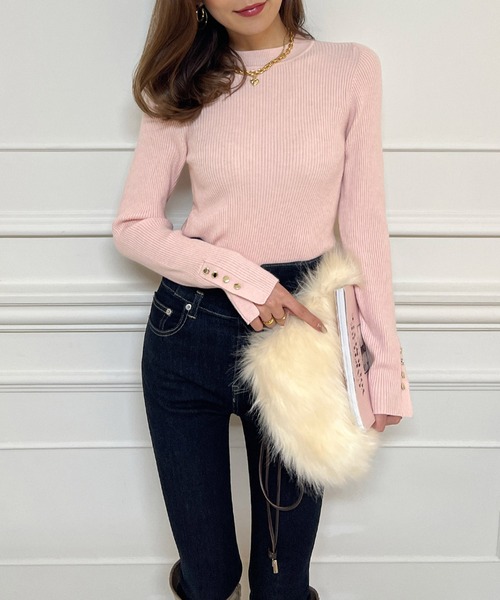 ROYAL PARTY（ロイヤルパーティー）の「ウォッシャブルプチハイネック長袖ニットトップス（ニット/セーター・レディース・ピンク/ボルドー/ブラック/マルチ/オフホワイト・FREE）」の14枚目の写真