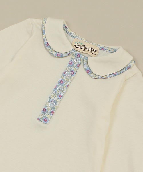 Love&Peace&Money（ラブアンドピースアンドマネー）の「小花柄コンビブラウス（シャツ/ブラウス・キッズ・ライトピンク/キナリ・110cm/130cm/120cm/80ｃｍ/100cm/90cm）」の5枚目の写真