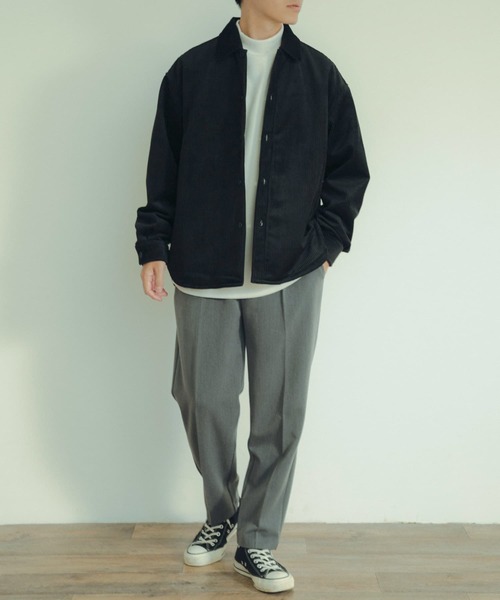 ITEMS URBANRESEARCH（アイテムズ アーバンリサーチ）の「裏フリース ボンディングコーデュロイシャツ（シャツ/ブラウス・メンズ・ブラック/ブラウン/カーキ・LARGE/MEDIUM）」の4枚目の写真
