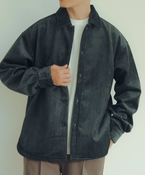 ITEMS URBANRESEARCH（アイテムズ アーバンリサーチ）の「裏フリース ボンディングコーデュロイシャツ（シャツ/ブラウス・メンズ・ブラック/ブラウン/カーキ・LARGE/MEDIUM）」の6枚目の写真