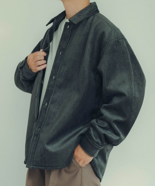 ITEMS URBANRESEARCH（アイテムズ アーバンリサーチ）の「裏フリース ボンディングコーデュロイシャツ（シャツ/ブラウス・メンズ・ブラック/ブラウン/カーキ・LARGE/MEDIUM）」の7枚目の写真