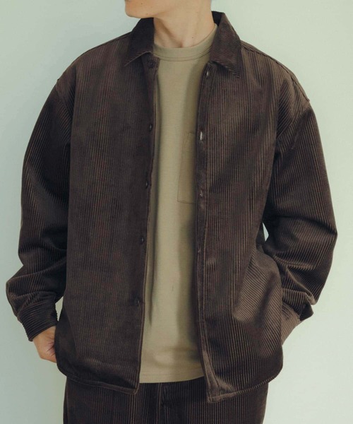 ITEMS URBANRESEARCH（アイテムズ アーバンリサーチ）の「裏フリース ボンディングコーデュロイシャツ（シャツ/ブラウス・メンズ・ブラック/ブラウン/カーキ・LARGE/MEDIUM）」の9枚目の写真