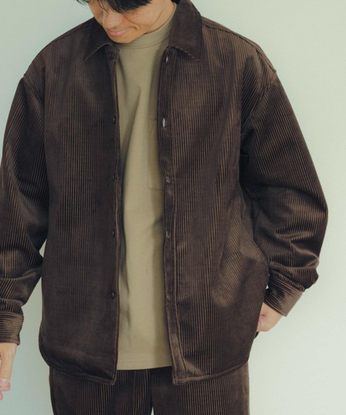 ITEMS URBANRESEARCH（アイテムズ アーバンリサーチ）の「裏フリース ボンディングコーデュロイシャツ（シャツ/ブラウス・メンズ・ブラック/ブラウン/カーキ・LARGE/MEDIUM）」の11枚目の写真
