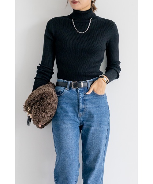 M.deux（エムドゥ）の「●ベーシックタートルニット●（ニット/セーター・レディース・ライトグレー/レッド/ブラック/グリーン/マスタード/オフホワイト/その他・MEDIUM）」の3枚目の写真