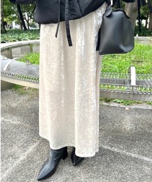 クラッシュベロアロングスカート