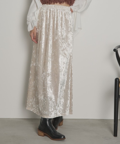 paravion（パラビオン）の「クラッシュベロアロングスカート（スカート・レディース・ブラウン/アイボリー/ブラック・FREE）」の9枚目の写真