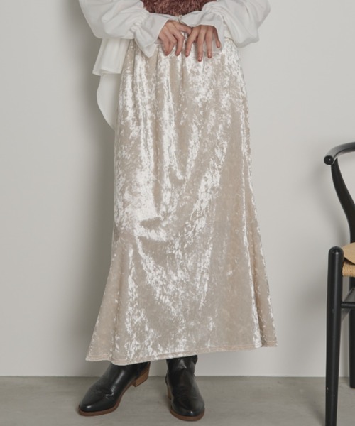 paravion（パラビオン）の「クラッシュベロアロングスカート（スカート・レディース・ブラウン/アイボリー/ブラック・FREE）」の10枚目の写真
