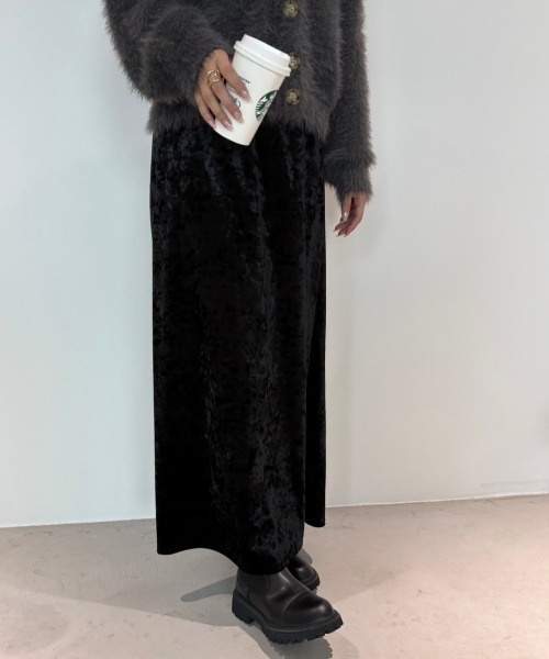 paravion（パラビオン）の「クラッシュベロアロングスカート（スカート・レディース・ブラウン/アイボリー/ブラック・FREE）」の17枚目の写真