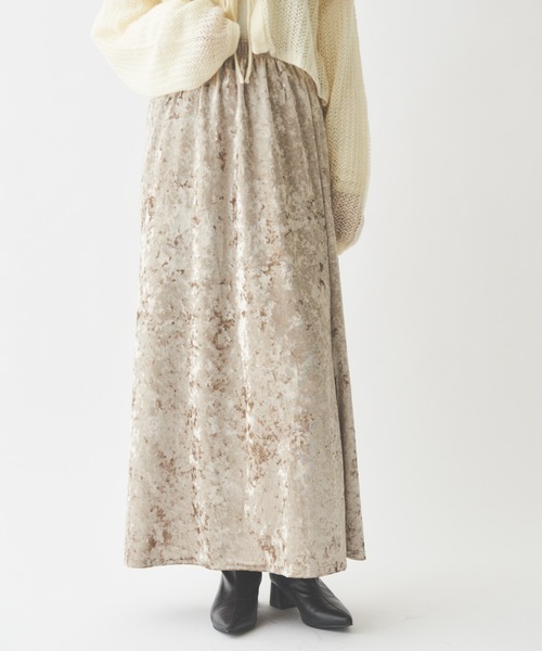 paravion（パラビオン）の「クラッシュベロアロングスカート（スカート・レディース・ブラウン/アイボリー/ブラック・FREE）」の4枚目の写真