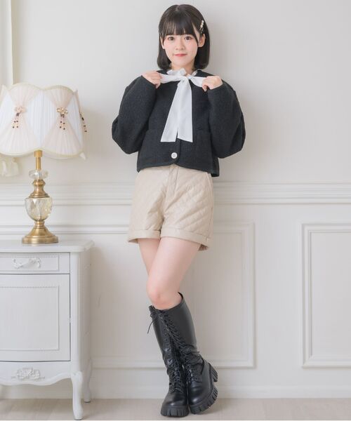 ems excite（エムズエキサイト）の「ビジュー釦JK（ノーカラージャケット・レディース・ナチュラル/ブラック・FREE）」の7枚目の写真