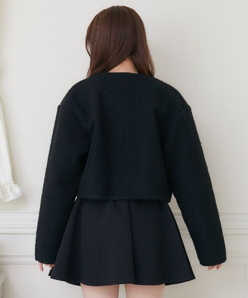 ems excite（エムズエキサイト）の「ビジュー釦JK（ノーカラージャケット・レディース・ナチュラル/ブラック・FREE）」の12枚目の写真