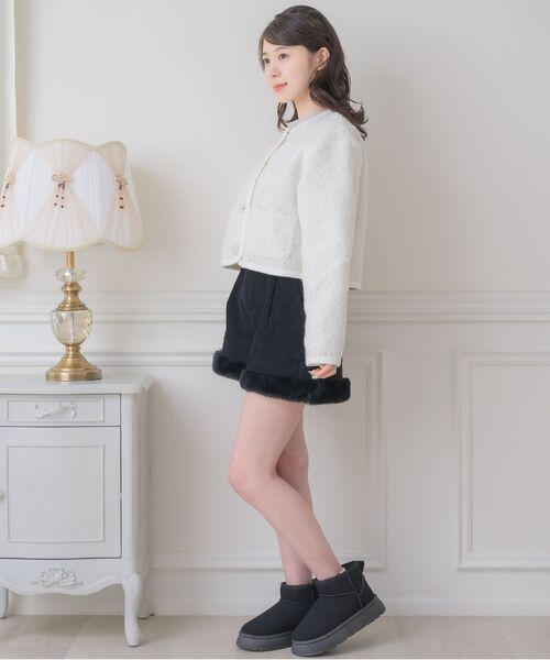 ems excite（エムズエキサイト）の「ビジュー釦JK（ノーカラージャケット・レディース・ナチュラル/ブラック・FREE）」の18枚目の写真