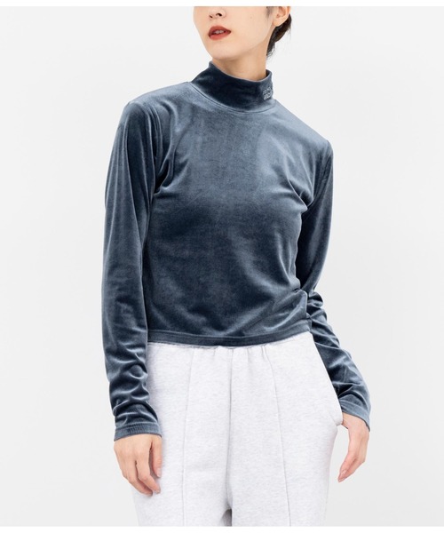 ANAP（アナップ）の「刺繍ベロアハイネックトップス長袖（Tシャツ/カットソー・レディース・ブラック/ブルー/ピンク/オフホワイト・FREE）」の3枚目の写真