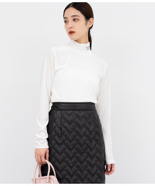 セール】刺繍ベロアハイネックトップス長袖（Tシャツ/カットソー