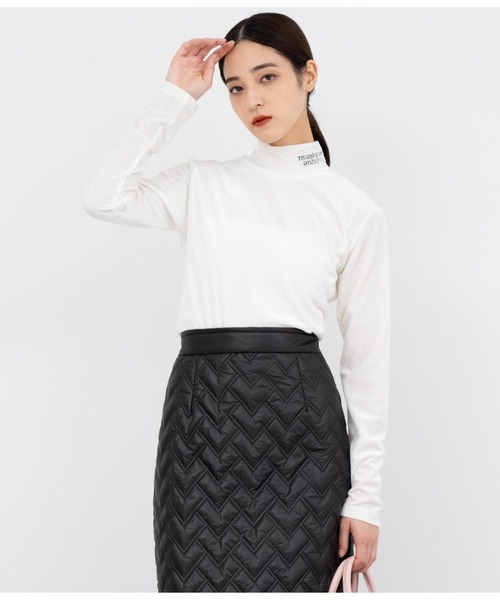 セール】刺繍ベロアハイネックトップス長袖（Tシャツ/カットソー