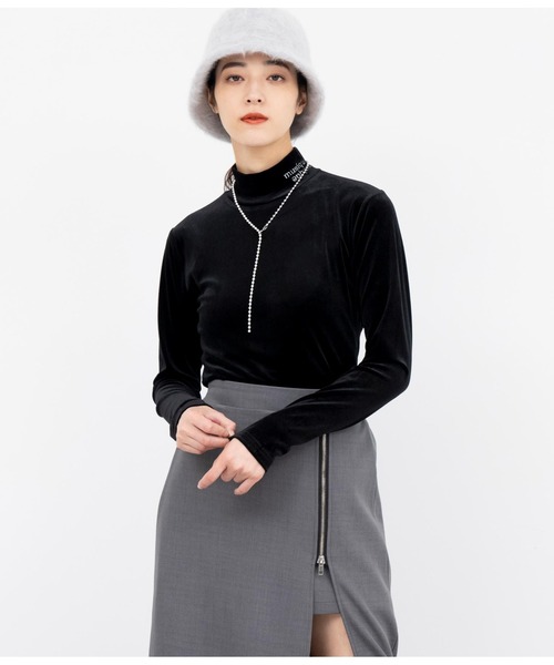 ANAP（アナップ）の「刺繍ベロアハイネックトップス長袖（Tシャツ/カットソー・レディース・ブラック/ブルー/ピンク/オフホワイト・FREE）」の8枚目の写真