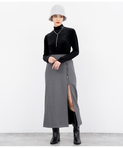 ANAP（アナップ）の「刺繍ベロアハイネックトップス長袖（Tシャツ/カットソー・レディース・ブラック/ブルー/ピンク/オフホワイト・FREE）」の13枚目の写真