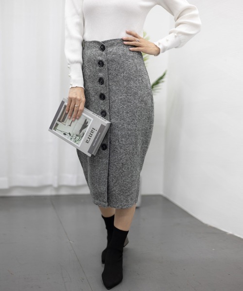 Miniministore（ミニミニストア）の「ツイード調スカート 秋冬ペンシルスカート（スカート・レディース・ブラック/グレー・S/XL/M/XXL/L）」の16枚目の写真