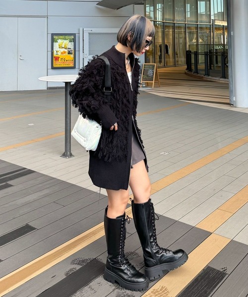 PAGEBOY（ページボーイ）の「フリンジドライバーズニット（ニット/セーター・レディース・ターコイズブルー/チャコールグレー/ブラック・FREE）」の13枚目の写真