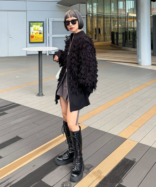 PAGEBOY（ページボーイ）の「フリンジドライバーズニット（ニット/セーター・レディース・ターコイズブルー/チャコールグレー/ブラック・FREE）」の16枚目の写真