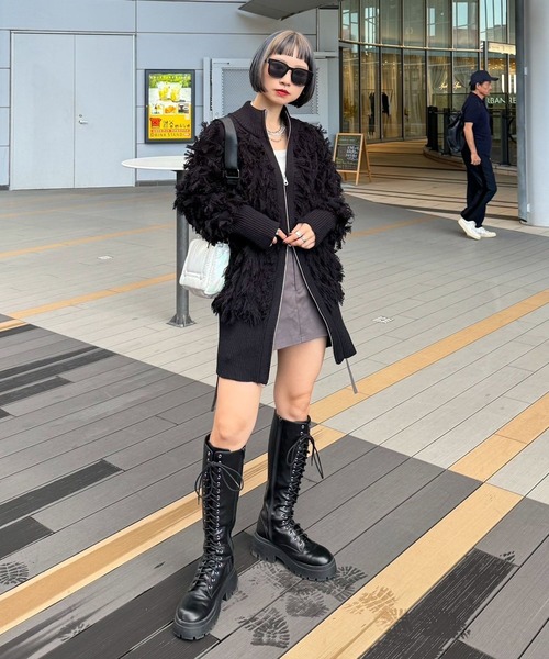 PAGEBOY（ページボーイ）の「フリンジドライバーズニット（ニット/セーター・レディース・ターコイズブルー/チャコールグレー/ブラック・FREE）」の17枚目の写真