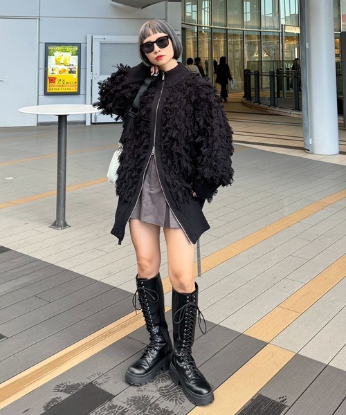 PAGEBOY（ページボーイ）の「フリンジドライバーズニット（ニット/セーター・レディース・ターコイズブルー/チャコールグレー/ブラック・FREE）」の19枚目の写真