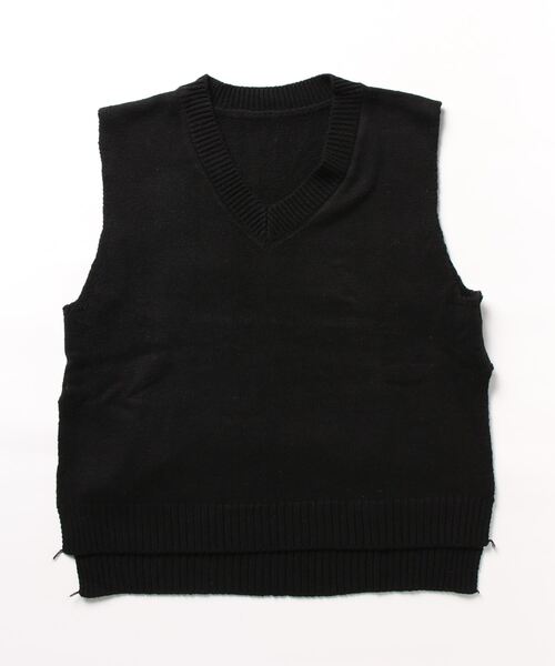 un+frame（アンフレーム）の「side slit knit vest／サイドスリットオーバーサイズ Vネックコットンニットベスト（ベスト・レディース・ブラック/グレー・FREE）」の20枚目の写真