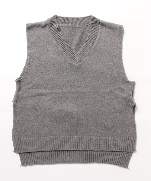 un+frame（アンフレーム）の「side slit knit vest／サイドスリットオーバーサイズ Vネックコットンニットベスト（ベスト・レディース・ブラック/グレー・FREE）」の21枚目の写真