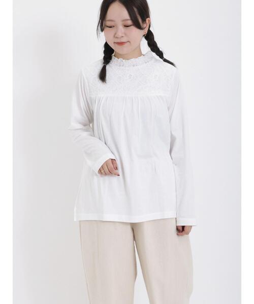 Samansa Mos2（サマンサ モスモス）の「レース切替カットソー（Tシャツ/カットソー・レディース・ブラック/グレー/キナリ/オフホワイト・F）」の5枚目の写真