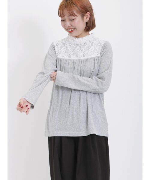 Samansa Mos2（サマンサ モスモス）の「レース切替カットソー（Tシャツ/カットソー・レディース・ブラック/グレー/キナリ/オフホワイト・F）」の6枚目の写真