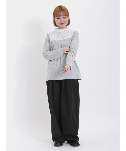 Samansa Mos2（サマンサ モスモス）の「レース切替カットソー（Tシャツ/カットソー・レディース・ブラック/グレー/キナリ/オフホワイト・F）」の8枚目の写真