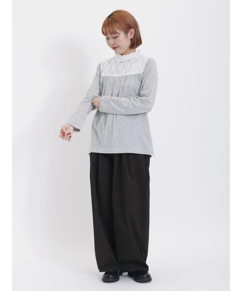 Samansa Mos2（サマンサ モスモス）の「レース切替カットソー（Tシャツ/カットソー・レディース・ブラック/グレー/キナリ/オフホワイト・F）」の9枚目の写真