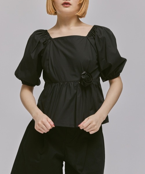 FEKETE(フェケテ)の「BACK OPEN RIBBON BLOUSE / パフスリーブバックオープンリボンブラウス(シャツ/ブラウス・レディース・レッド/ブラック/イエロー・FREE)」の14枚目の写真