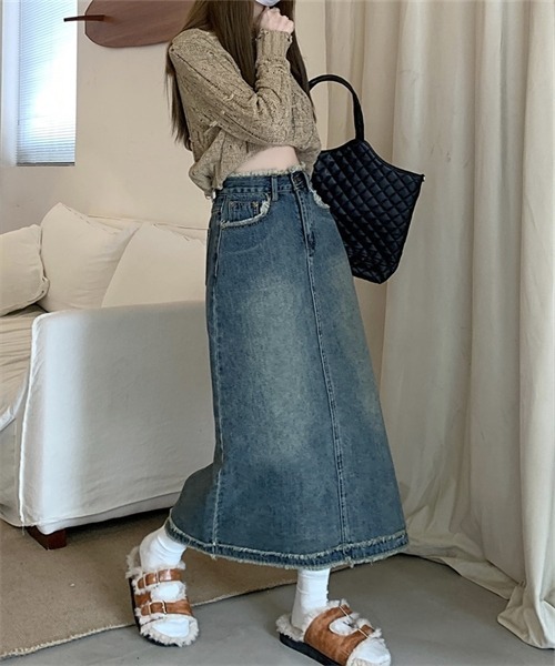FREE STYLISTS(フリー スタイリスト)の「フリンジデサントデニムスカート(デニムスカート・レディース・ブルー/ライトブラック・XXL/L/XL/M/S)」の12枚目の写真