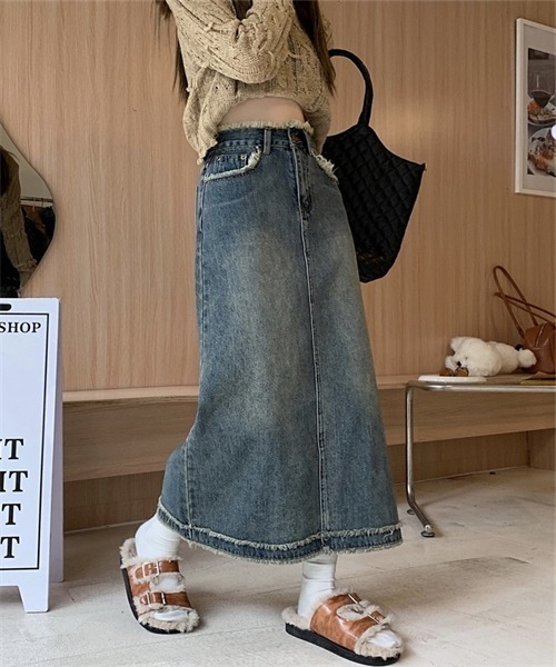 FREE STYLISTS(フリー スタイリスト)の「フリンジデサントデニムスカート(デニムスカート・レディース・ブルー/ライトブラック・XXL/L/XL/M/S)」の13枚目の写真