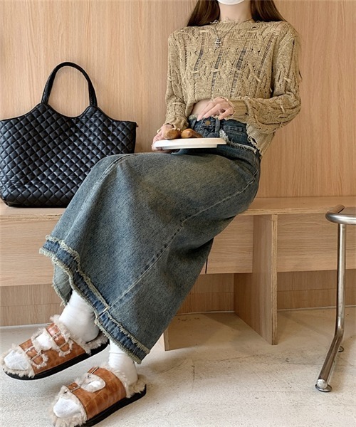 FREE STYLISTS(フリー スタイリスト)の「フリンジデサントデニムスカート(デニムスカート・レディース・ブルー/ライトブラック・XXL/L/XL/M/S)」の15枚目の写真